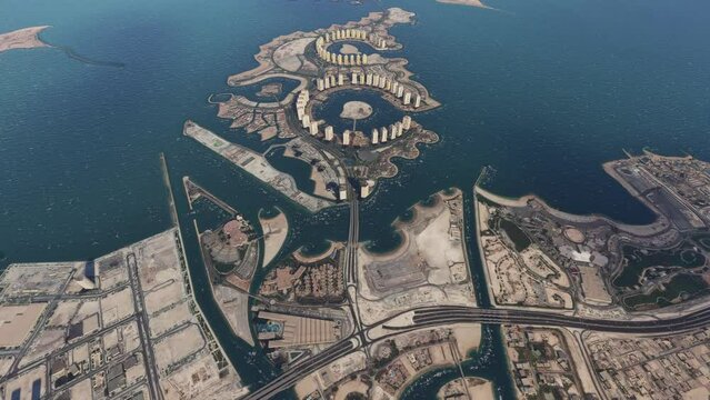 Aerial drone view of Marsa Arabia and Viva Bahriya in Qatar