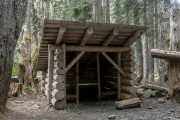 Rustic Shelter along Hiking Trail in Olympic National Park