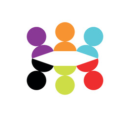 Diversity people team logo design. Vector illustration.
