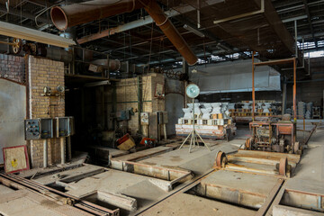 Abandoned ceramic factory with equipment
