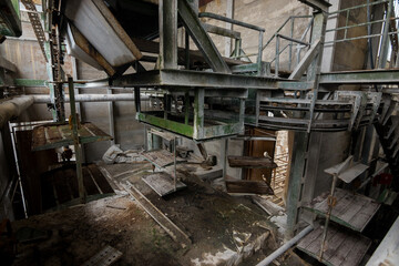Fototapeta na wymiar Abandoned ceramic factory with equipment