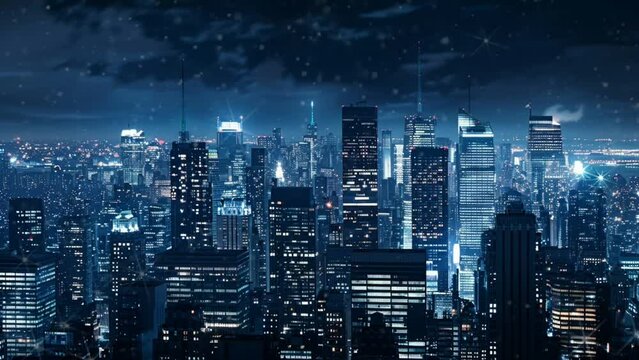 city skyline. seamless looping 4k animation video background 