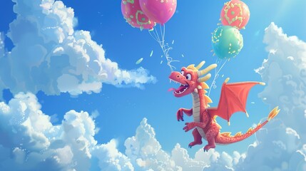Whimsical Balloon Adventure in the Sky