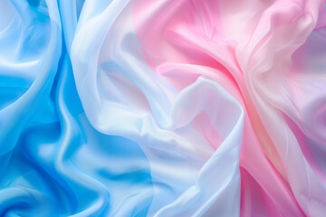 Fototapeta premium Transgender pride flag, blue, white and pink coloured fabric for lgbtq+ sexuality and lgbtq+ freedom backgrounds