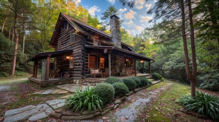 Fototapeta na wymiar Fantastic wooden cabin in Laurel Springs North Carolina.