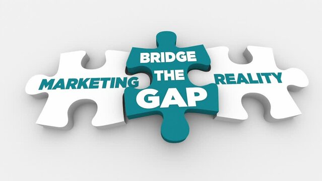 Marketing or Reality Bridge the Gap Puzzle Pieces True Facts Vs False Lies 3d Animation