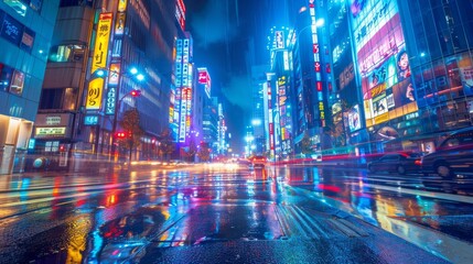 Tokyo comes alive at night, revealing its vibrant nocturnal beauty - obrazy, fototapety, plakaty