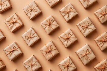 Trend aesthetic pattern with wrapped paper gift boxes