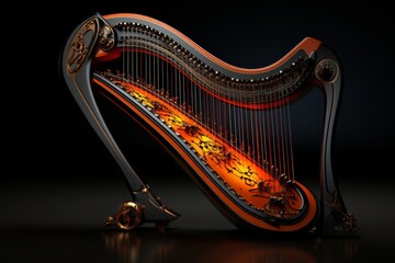 Close Up of Musical Instrument on Black Background