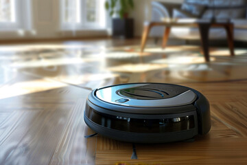 Robotic vacuum cleaner in a modern home