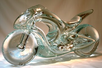 Glass Motorcycle on Table