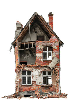 destroyed house, isolated object.