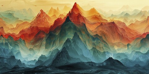 Predictive Peaks: Mountainous Abstract Elevations of Analytical Heights reach analytical heights in data forecasting. - obrazy, fototapety, plakaty