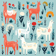 Quirky llama pattern illustration perfect for animal