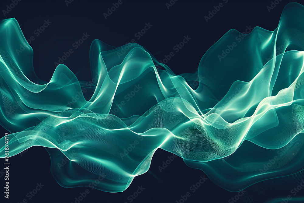 Sticker motion sound wave in abstract vector background with cool turquoise hues
