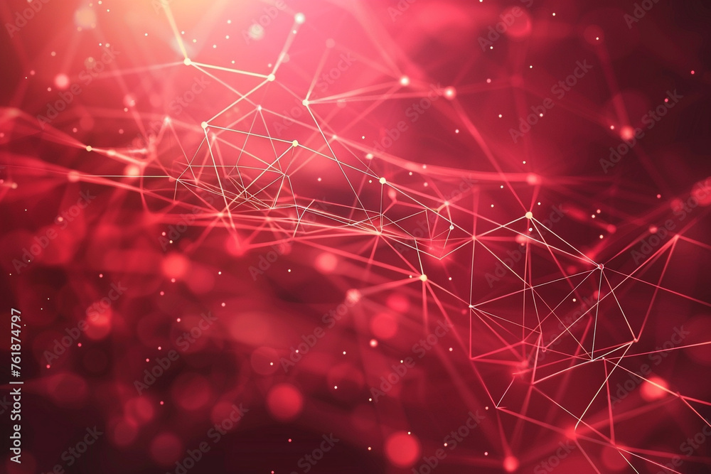 Wall mural red geometric background representing connection structures and futuristic technology
