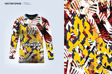 Long Sleeve sport jersey design.for motocross, running Sport jersey design fabric textile for sublimation Printable file eps 10.