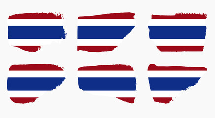 Thailand flag set with palette knife paint brush strokes grunge texture design. Grunge brush stroke effect