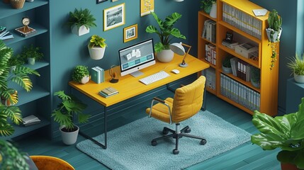 Explore refined home office configurations exemplifying professionalism and efficiency, emblematic...