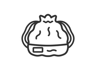 お弁当用の巾着袋のアイコン（線画）のイラスト