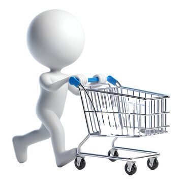 3d person with shopping cart