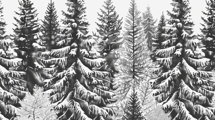 Obraz premium illustration of snowy pines generative ai