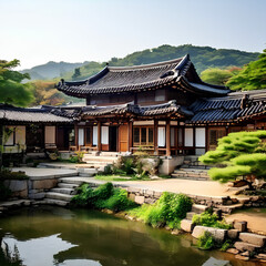 Obraz premium Traditional oriental house, elegant and stylish house