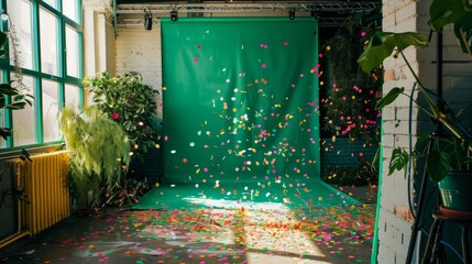 photo session with confetti in studio generative ai