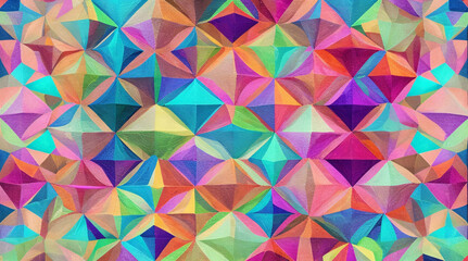 Geometric prism kaleidoscope pattern - Bold, intersecting shapes in a spectrum of colors, creating a mesmerizing visual feast for graphic designs or packaging.