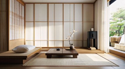  Inspired by Japanese aesthetics, this living room promotes relaxation and mindfulness through simplicity and minimalism.
