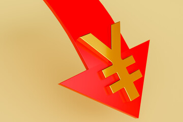 Obraz premium concepts of Bank of Japan's Interest rate cut. 3d rendering