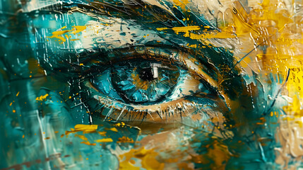 Abstract human eye watercolor splash art, beautiful graphic design. AI Generative