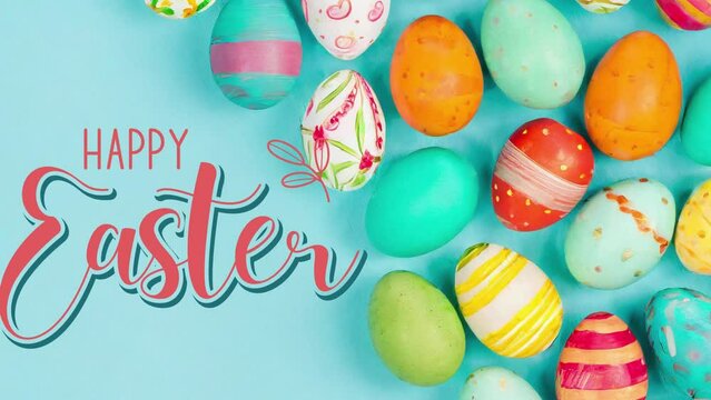 Happy Easter Vibrant Easter Eggs Drift Up in Joyful 4K Animation.