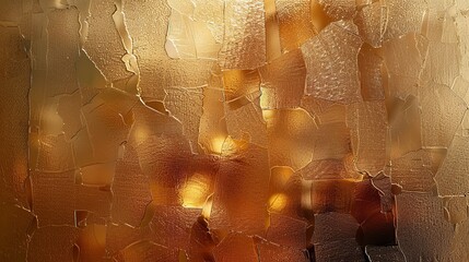 Warm Golden Light Through Cracked Textured Glass Surface