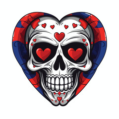 Skull head with love flag illustration for t-shirt
