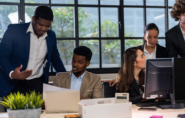 Business team professional collaborative meeting at office, teamwork, innovation and strategy, charts, brainstorming session, ideal corporate, business planning, successful startup at workplace