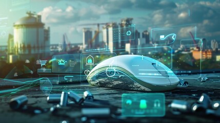 Urban Sustainability Innovative Waste Management Technology in Action with Digital Interface and Mouse Usage