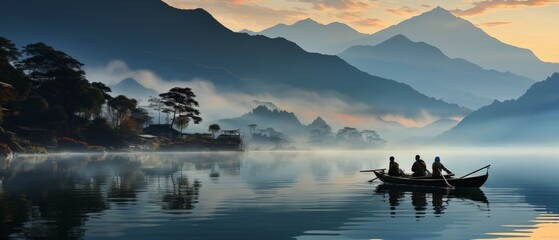 Group of People Boating on Lake