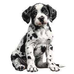 VINTAGE ILLUSTRATION OF A dalmation puppy ,ISOLATED ON WHITE BACKGROUN