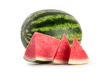  Fresh Watermelon and slice isolated on white - 761889580