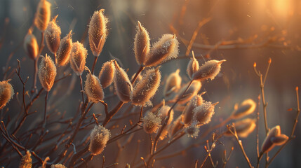nice artistic background with spring catkins