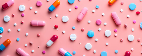 pills and tablets banner with copy space area high quality - obrazy, fototapety, plakaty