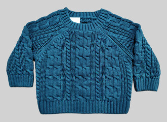 Cable knit sweater Cardigan jumper and Button Front oversized long sleeve Sweater for Boys and Girls. Front closeup view white background. Top-10 everyday 