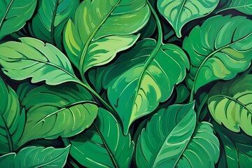 Emerald Foliage: Dense Leaf Illustration