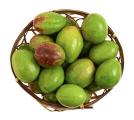 Terminalia chebula fruits on transparent background.