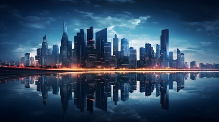 Fototapeta premium city skyline at sunset