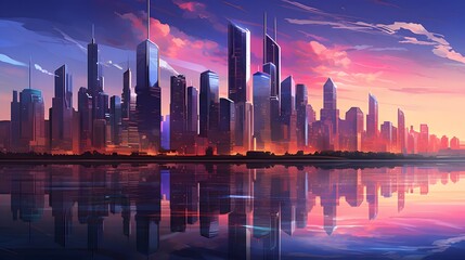 Fototapeta premium country skyline at sunset