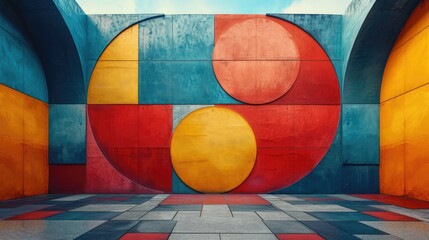 Fototapeta premium Abstract geometric colour vintage shape background