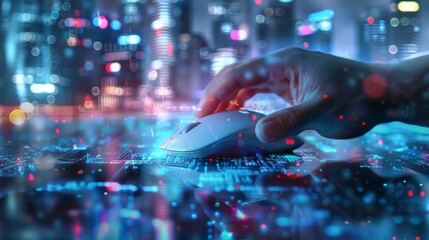 Urban Wellness Technology and Health Data in the Cityscape Hands on Mouse with Digital Projections