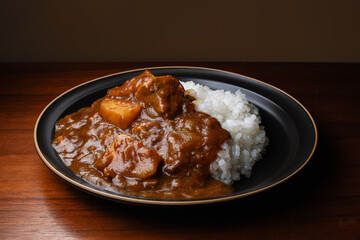 美味しそうな高級カレーライス　俯瞰
